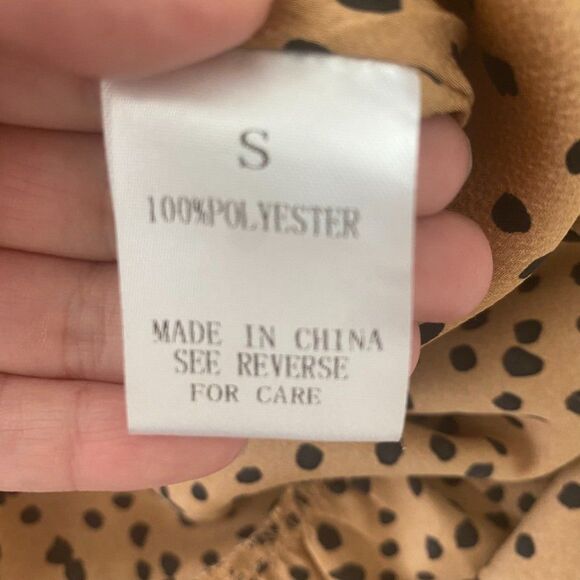 NWT Satin Ruffle Dress Size S Dots Cheetah - Picture 6 of 8
